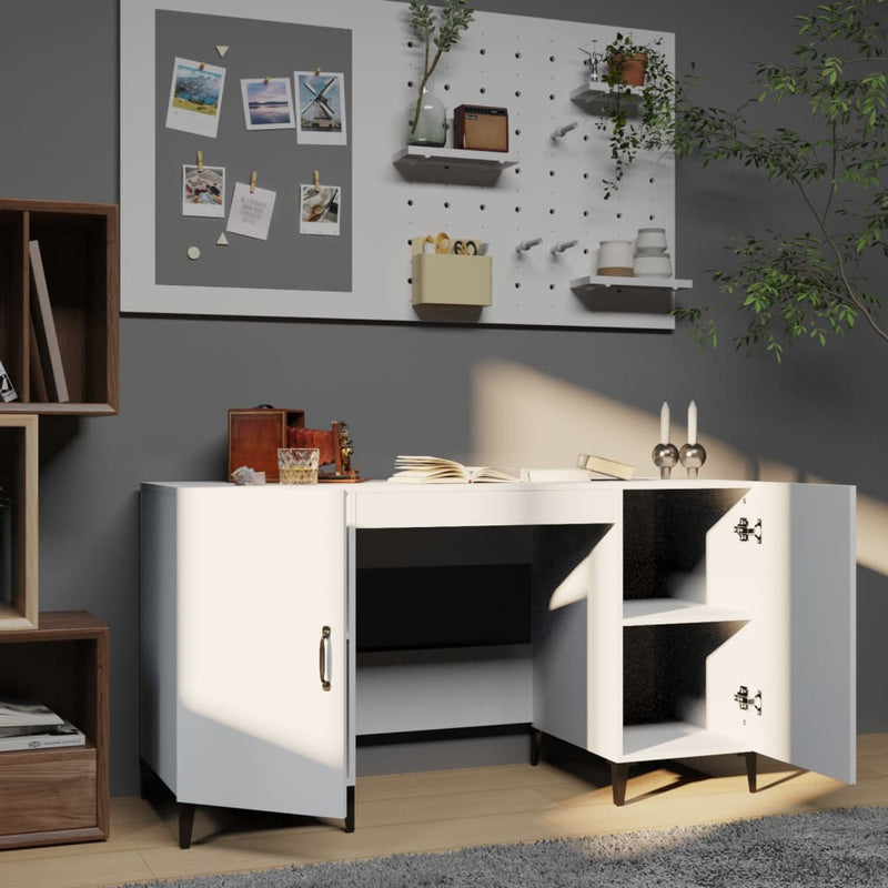 Desk White 140x50x75 cm Engineered Wood