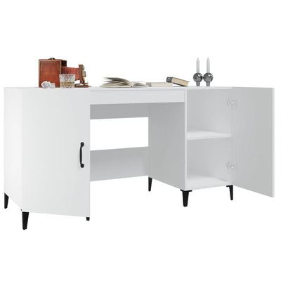 Desk White 140x50x75 cm Engineered Wood