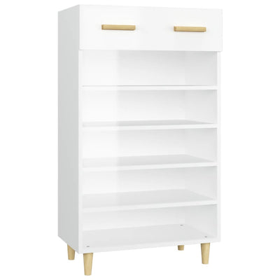 Shoe Cabinet High Gloss White 60x35x105 cm Engineered Wood