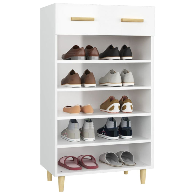 Shoe Cabinet High Gloss White 60x35x105 cm Engineered Wood