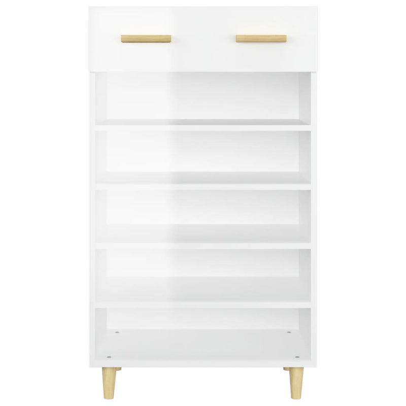 Shoe Cabinet High Gloss White 60x35x105 cm Engineered Wood