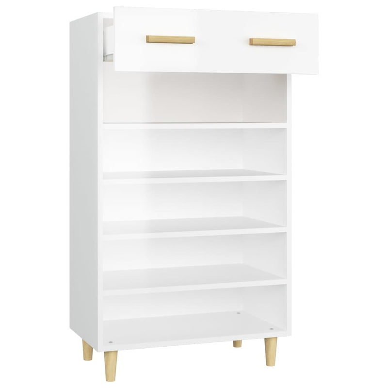 Shoe Cabinet High Gloss White 60x35x105 cm Engineered Wood