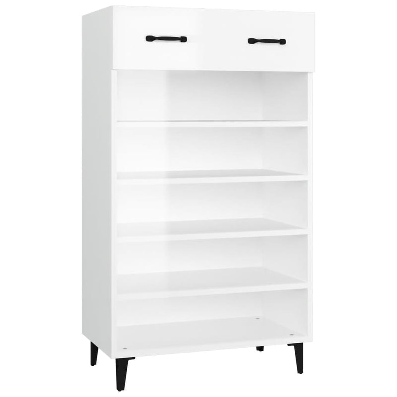 Shoe Cabinet High Gloss White 60x35x105 cm Engineered Wood