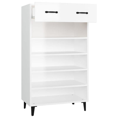 Shoe Cabinet High Gloss White 60x35x105 cm Engineered Wood