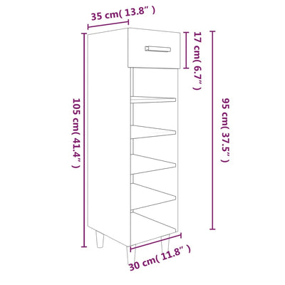 Shoe Cabinet White 30x35x105 cm Engineered Wood