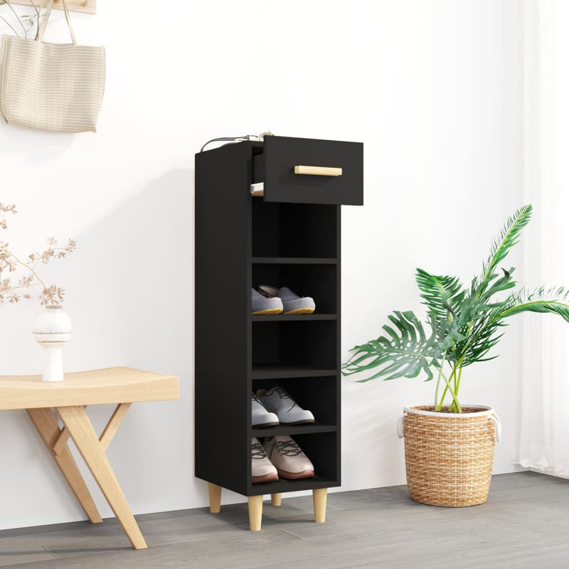 Shoe Cabinet Black 30x35x105 cm Engineered Wood