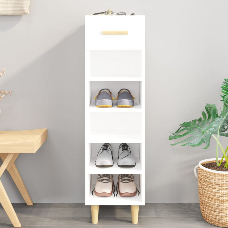 Shoe Cabinet High Gloss White 30x35x105 cm Engineered Wood