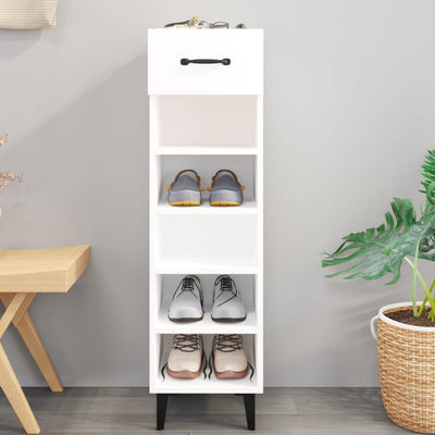 Shoe Cabinet White 30x35x105 cm Engineered Wood