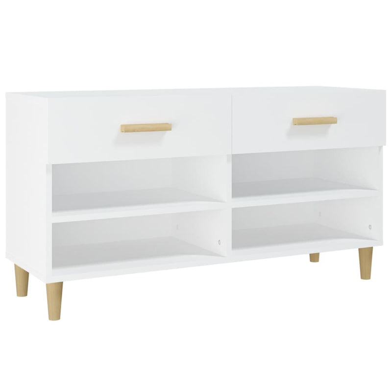 Shoe Cabinet White 102x35x55 cm Engineered Wood