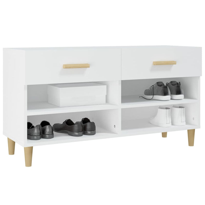 Shoe Cabinet White 102x35x55 cm Engineered Wood