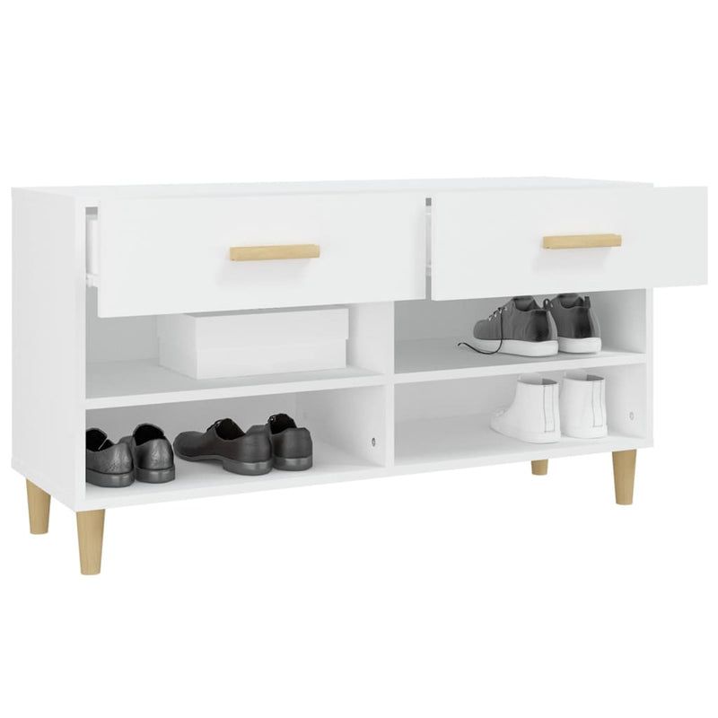 Shoe Cabinet White 102x35x55 cm Engineered Wood