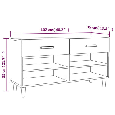 Shoe Cabinet White 102x35x55 cm Engineered Wood