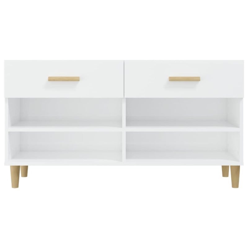 Shoe Cabinet High Gloss White 102x35x55 cm Engineered Wood