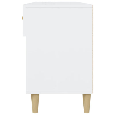 Shoe Cabinet High Gloss White 102x35x55 cm Engineered Wood