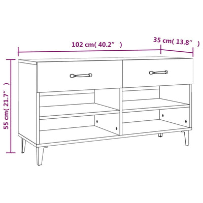 Shoe Cabinet White 102x35x55 cm Engineered Wood