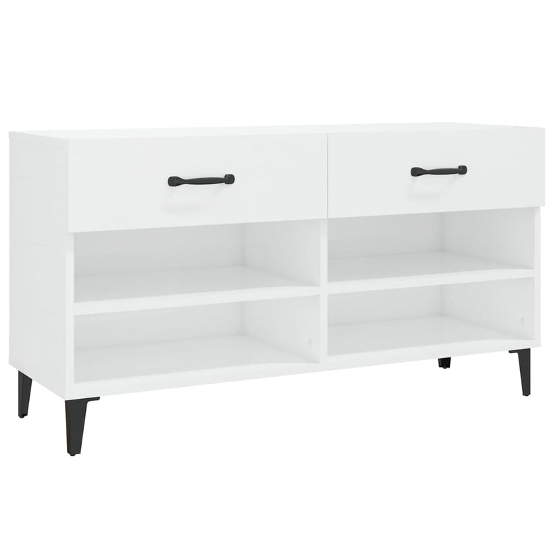 Shoe Cabinet High Gloss White 102x35x55 cm Engineered Wood