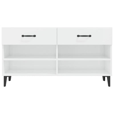 Shoe Cabinet High Gloss White 102x35x55 cm Engineered Wood