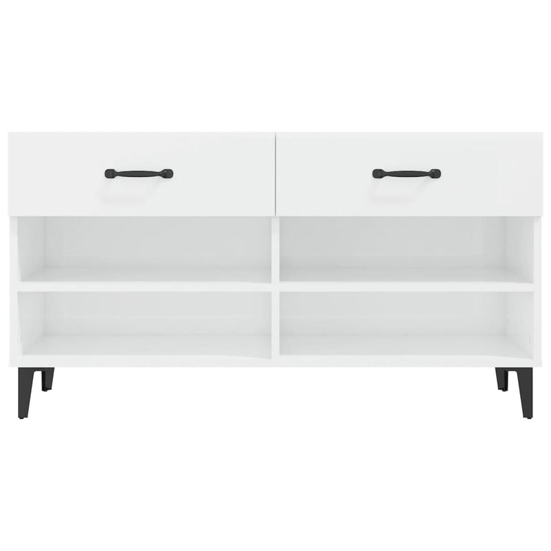 Shoe Cabinet High Gloss White 102x35x55 cm Engineered Wood