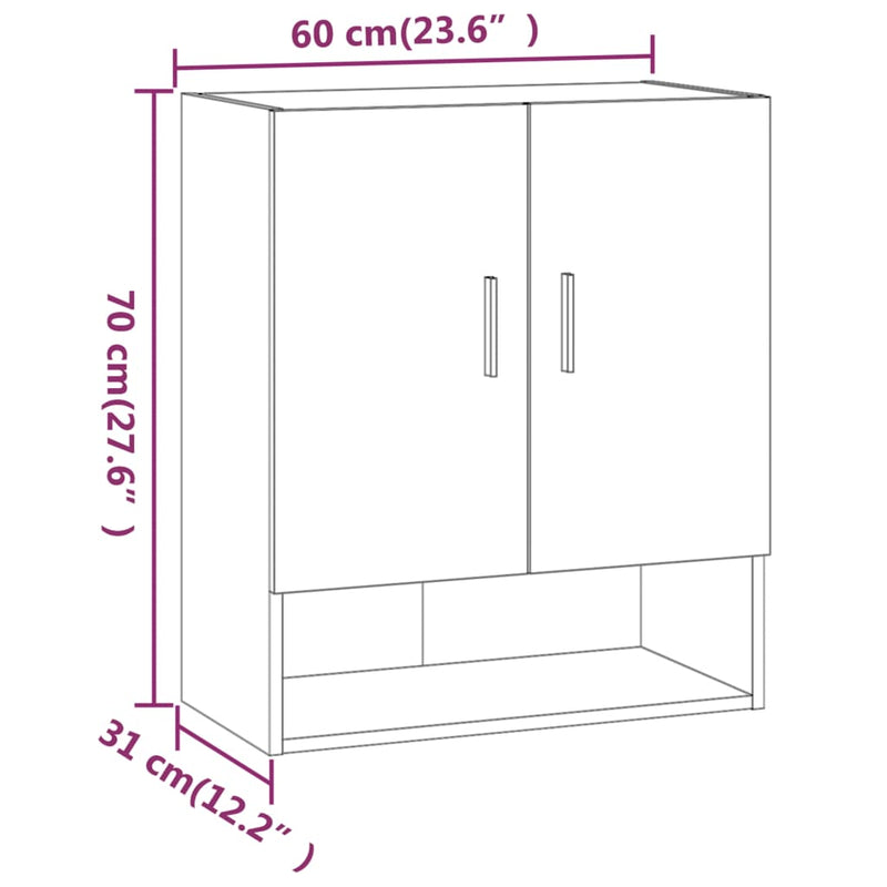 Wall Cabinet White 60x31x70 cm Engineered Wood