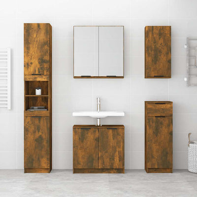 Bathroom Cabinet Smoked Oak 64.5x33.5x59 cm Engineered Wood