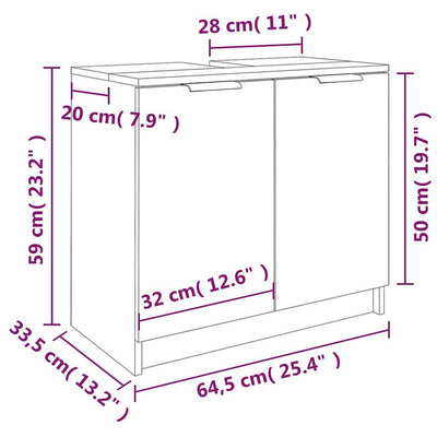 Bathroom Cabinet Smoked Oak 64.5x33.5x59 cm Engineered Wood