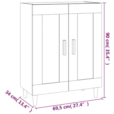 Sideboard Smoked Oak 69.5x34x90 cm Engineered Wood