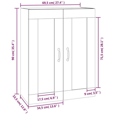 Hanging Wall Cabinet Smoked Oak 69.5x32.5x90 cm