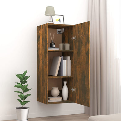 Wall Cabinet Smoked Oak 34.5x34x90 cm Engineered Wood