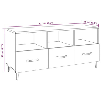 TV Cabinet Smoked Oak 102x35x50 cm Engineered Wood