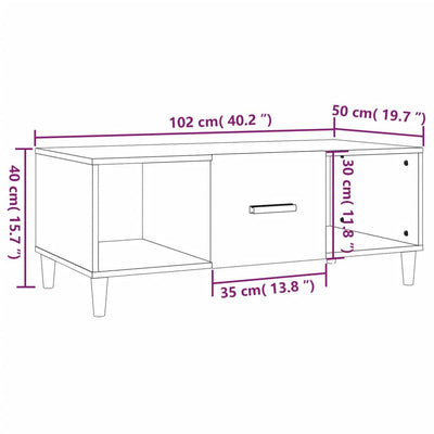 Coffee Table Smoked Oak 102x50x40 cm Engineered Wood