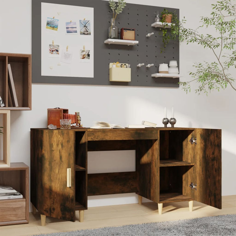 Desk Smoked Oak 140x50x75 cm Engineered Wood