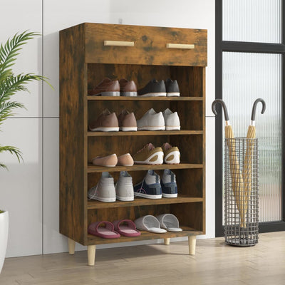 Shoe Cabinet Smoked Oak 60x35x105 cm Engineered Wood