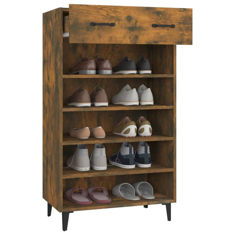 Shoe Cabinet Smoked Oak 60x35x105 cm Engineered Wood