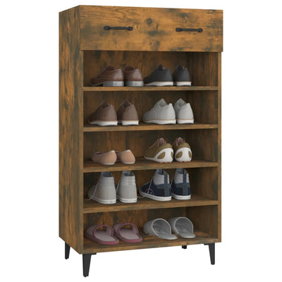 Shoe Cabinet Smoked Oak 60x35x105 cm Engineered Wood