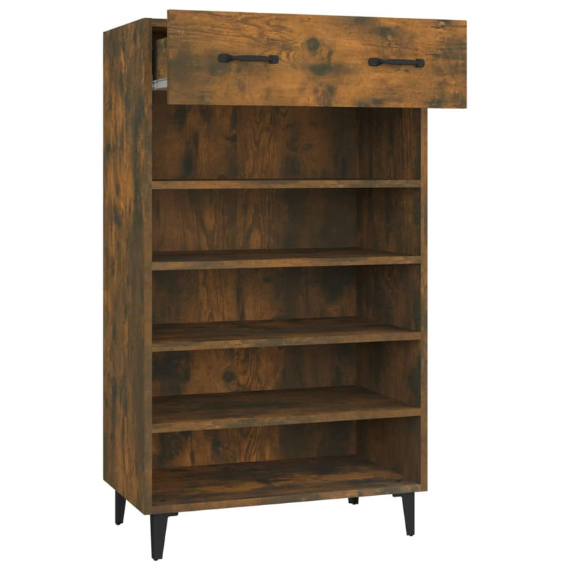 Shoe Cabinet Smoked Oak 60x35x105 cm Engineered Wood