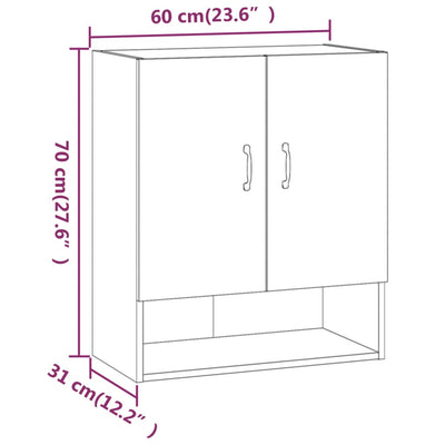 Wall Cabinet Smoked Oak 60x31x70 cm Engineered Wood