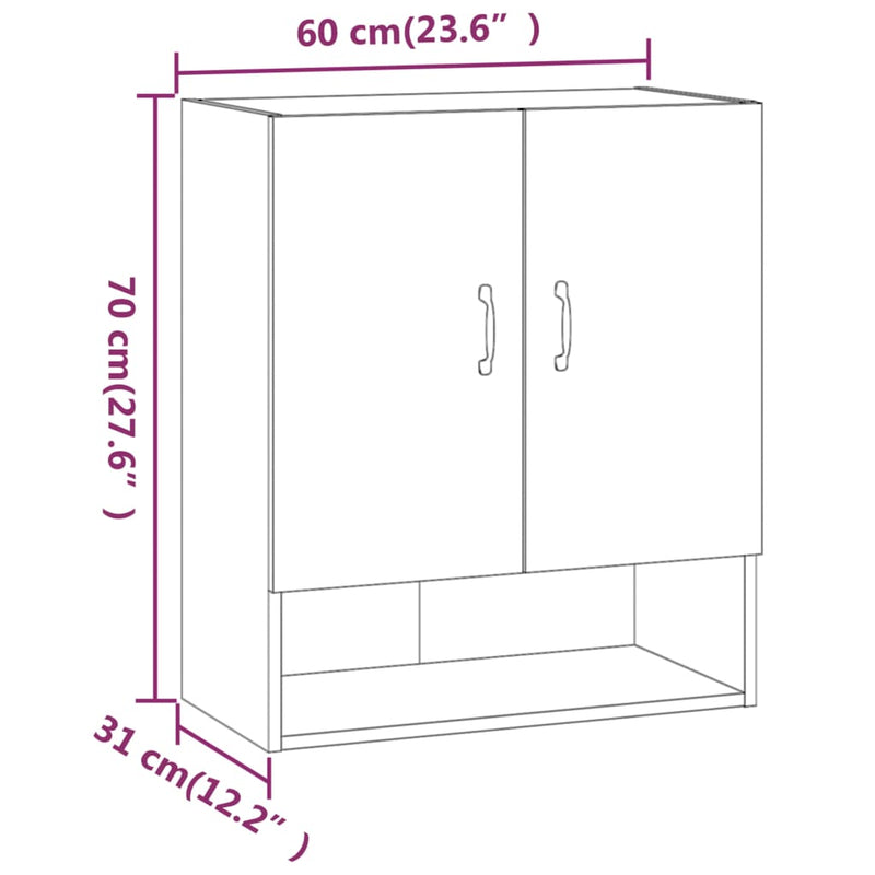 Wall Cabinet Smoked Oak 60x31x70 cm Engineered Wood