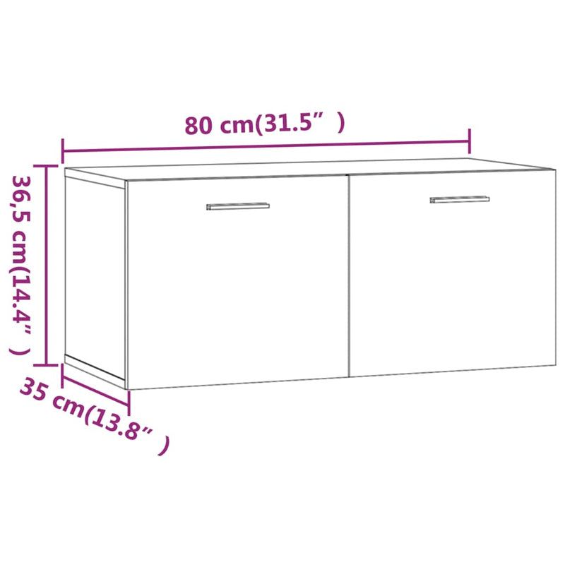 Wall Cabinet Smoked Oak 80x35x36.5 cm Engineered Wood