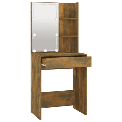 Dressing Table with LED Smoked Oak 60x40x140 cm