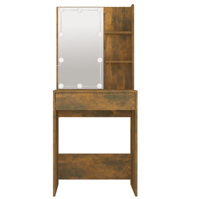 Dressing Table with LED Smoked Oak 60x40x140 cm