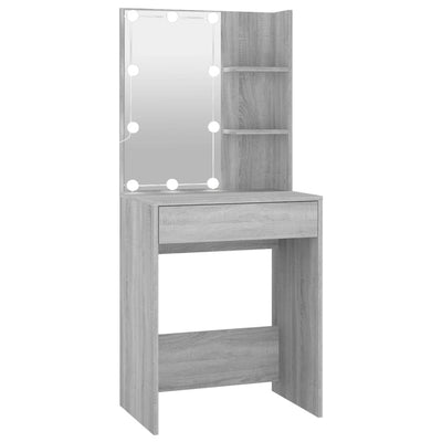 Dressing Table with LED Grey Sonoma 60x40x140 cm