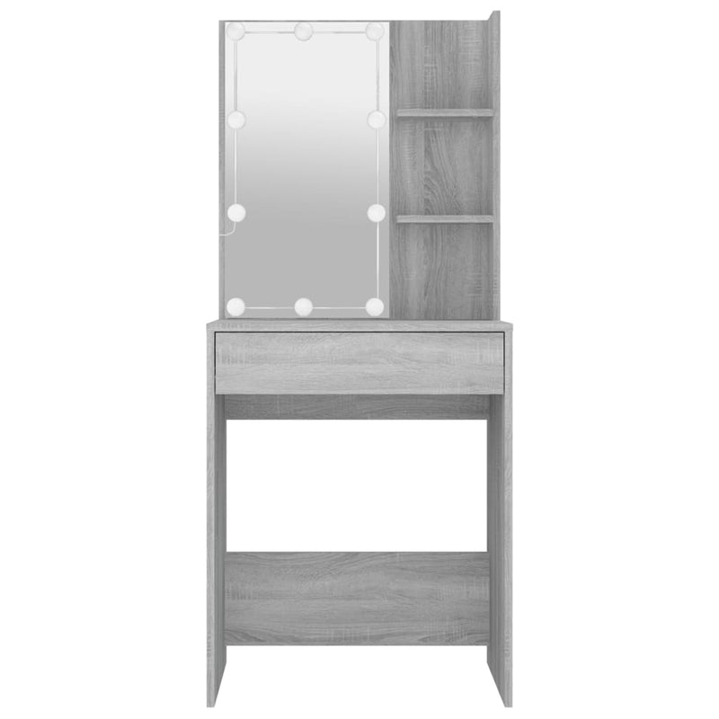 Dressing Table with LED Grey Sonoma 60x40x140 cm