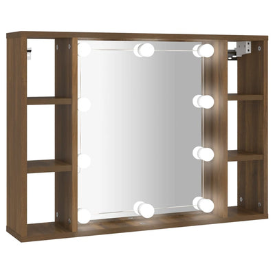 Mirror Cabinet with LED Brown Oak 76x15x55 cm