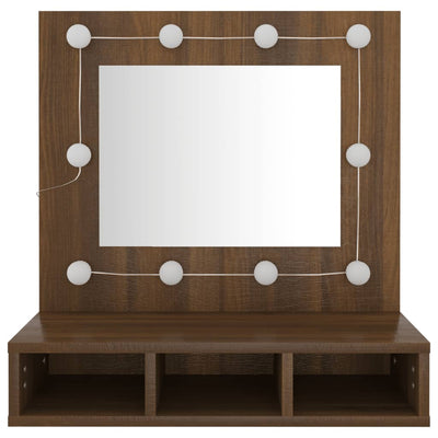 Mirror Cabinet with LED Brown Oak 60x31.5x62 cm