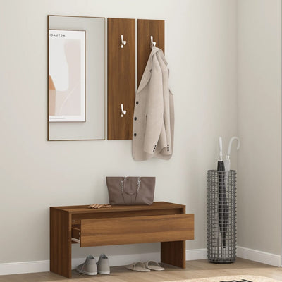 Hallway Furniture Set Brown Oak Engineered Wood