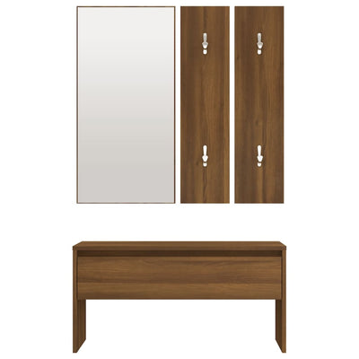 Hallway Furniture Set Brown Oak Engineered Wood