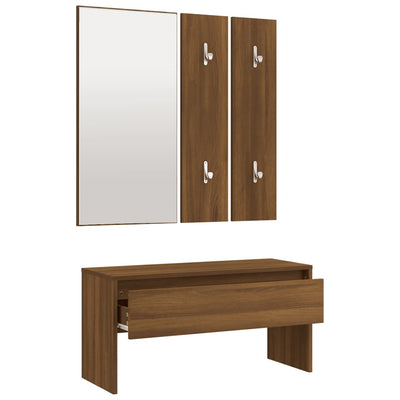 Hallway Furniture Set Brown Oak Engineered Wood