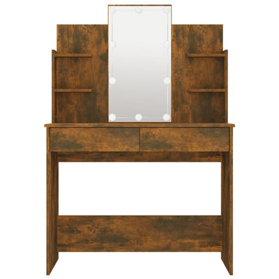 Dressing Table with LED Smoked Oak 96x40x142 cm