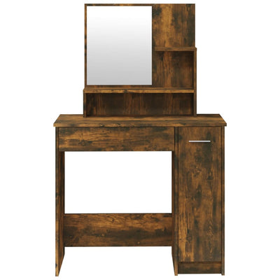 Dressing Table with Mirror Smoked Oak 86.5x35x136 cm