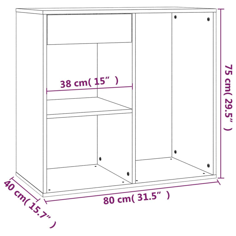 Cosmetic Cabinet Grey Sonoma 80x40x75 cm Engineered Wood